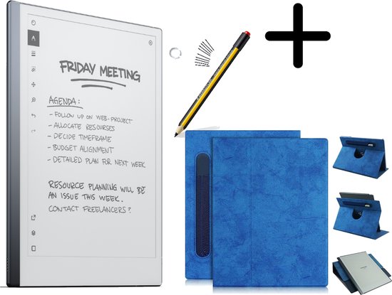 reMarkable® 2 met Staedtler stylus pen en draaibare Blauwe hoes met penhouder van Merkloos
