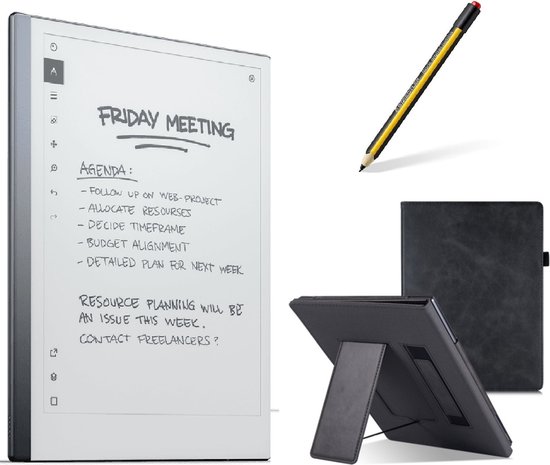 reMarkable® 2 met Staedtler stylus pen en Zwarte kunstleer hoes - digitaal notitieblok van Merkloos