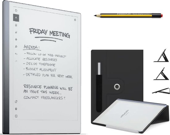 reMarkable® 2 met Staedtler stylus pen met gum en Zwarte Hoes van Merkloos
