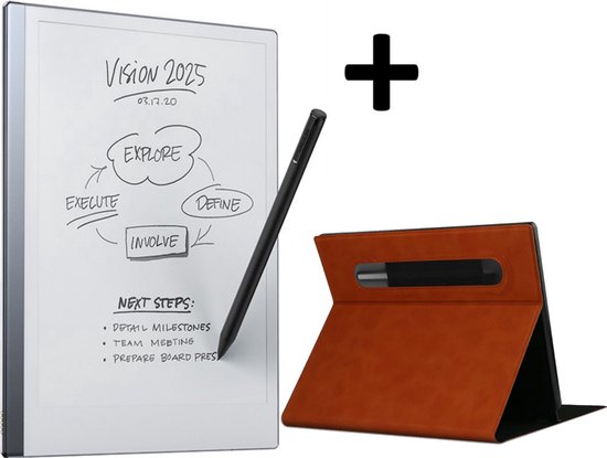 Remarkable 2 - Tekentablet - met Marker Plus incl gum en bruine slim case folio - Digitaal Notebook van Merkloos