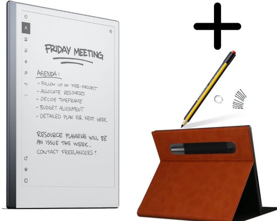 Remarkable 2 - Tekentablet - met Steadtler pen incl gum en bruine slim case folio - digitaal notitieblok van Merkloos