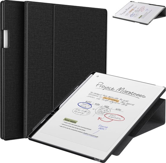 Remarkable Paper Pro hoes - Geschikt voor Remarkable Paper Pro 11.8" (2024) - 360 Graden Draaibaar - Lichtgewicht Magnetische hoes - Automatische slaap-/waakfunctie - Waterdicht- Leer - (Niet voor Remarkable 2) -Zwart van STM Goods