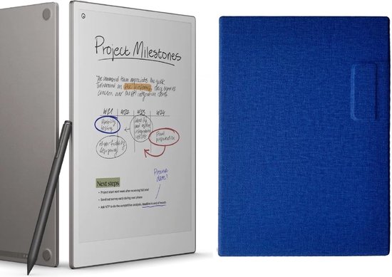 reMarkable Paper Pro met Marker Plus en Blauwe Magnetische Hoes - digitaal notitieblok