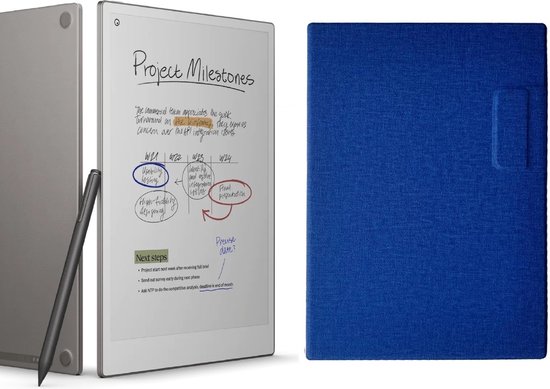 reMarkable® Paper Pro met Marker Plus en Blauwe Magnetische Hoes van Merkloos