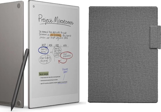 reMarkable® Paper Pro met Marker Plus en Grijze Magnetische Hoes van Merkloos