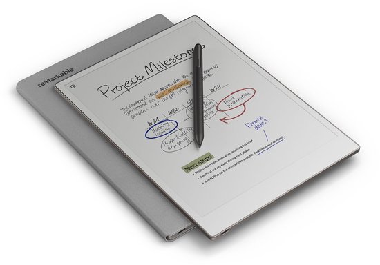reMarkable Paper Pro Tablet met Marker Plus en originele Book Folio (Grijs Polymer Weave) van Merkloos