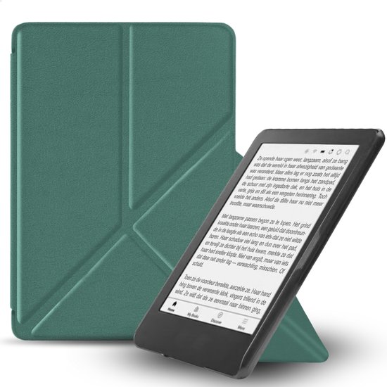 RENALUX - Hoesje Geschikt voor Kobo Clara BW E-Reader - Sleepcover Bookcase - Book Cover - Donkergroen van RENALUX
