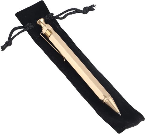 Rollerpen van massief messing, met koper handgemaakt, balpen voor briefpapier, geschikt voor kantoor, schrijft in zwart, duurzaam.