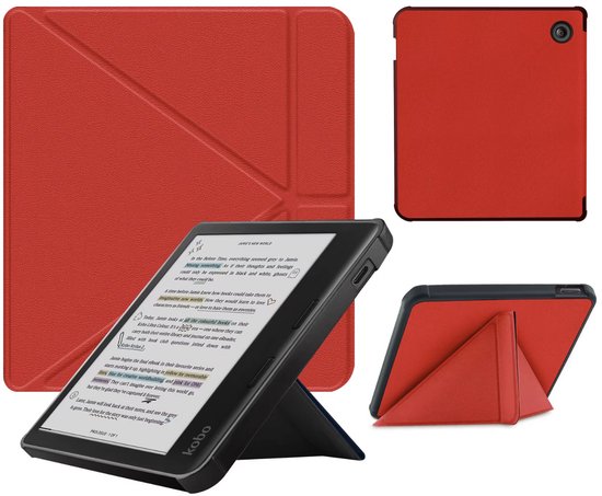Rood hoesje geschikt voor Kobo Libra H20 - Bescherm Case - Trifold - Book Cover - Tablet Cover - Rode beschermhoes - CHPN