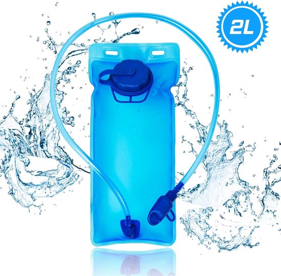 Rugzak Waterzak 2l - EVA Waterzak - Incl Slang - Bpa Vrij - Anti-Lek Draaidop En Drinktuit - Geur En Smaakloos - Drinkzak 2 Liter Universeel - Drinkzak - Drinksysteem - Waterzak - Wandelen / Kamperen / Fietsen van Vellichor.