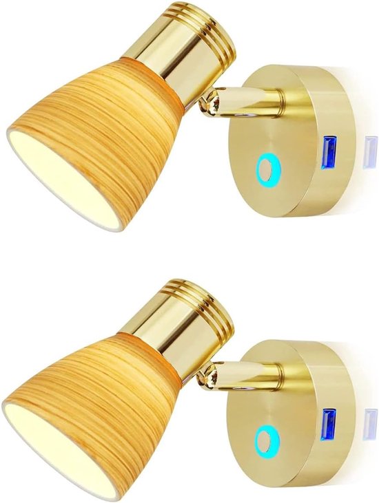 RV Leeslampjes - 12 Volt Verlichting - Camper Interieur - Met USB Poort - Goud
