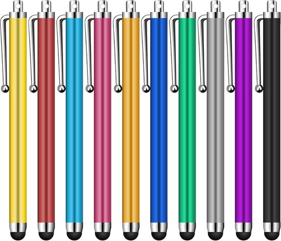 Sander Shop 10 stuks Meerdere kleuren universele capacitieve touchscreen pennen voor iPad, tablets, pad Mini, iPad Pro, iPad Air, Samsung Galaxy met ultragevoelig, precisie schrijven en tekenen Willekeurige kleur