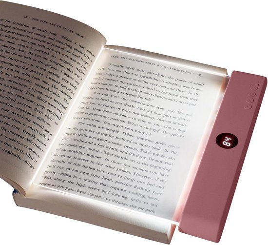 Sander Shop Draagbaar bladwijzerlicht, Flat Book Light met timer, Bright Light Lamp Board Lightwedge Book Light, oogbescherming, dimbaar, Panel Boek Leeslamp voor lezen in bed, Nachtlezen, auto (roze)