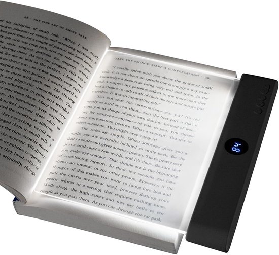 Sander Shop Draagbaar bladwijzerlicht, Flat Book Light met timer, Bright Light Lamp Board Lightwedge Book Light, oogbescherming, dimbaar, Panel Boek Leeslamp voor lezen in bed, Nachtlezen, auto (zwart)