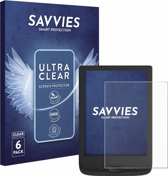 Savvies - Screenprotector voor PocketBook Basic Lux 4 - Folie Beschermfolie transparant (6 Stuks) van Savvies