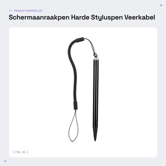 Schermaanraakpen met Veerkabel - Vervanging Styluspen - Resistieve Mobiele Telefoons - Tablets - Schermbescherming - Harde Punt