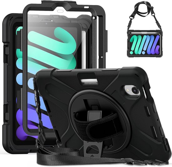Schokbestendig Hoesje voor iPad Mini 6/7 met Schermbeschermer en 360° Stand van Merkloos