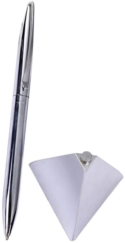 Schrijfpen Luxe - Magnetische Basis - Ergonomisch Ontwerp - Kantoorpen - Handtekenpen - Zilver - 1 Stuk - Pennen