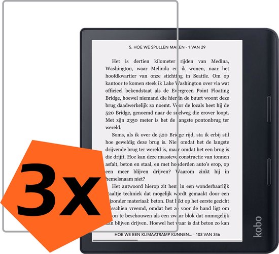 Screenprotector - Folie Geschikt voor Kobo Sage Screenprotector Bescherm Folie Screen Protector Folie Telefoon - 3 PACK van Amorus