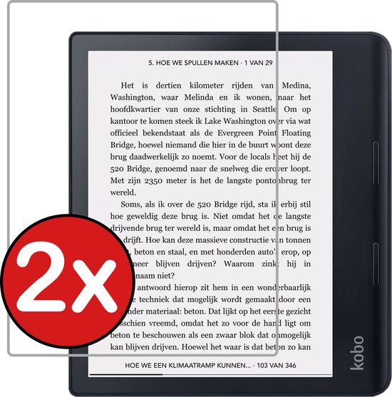 Screenprotector Folie Geschikt voor Kobo Sage Screenprotector Beschermfolie - Screenprotector Folie Geschikt voor Kobo Sage Screen Protector Folie - 2 PACK van SuperpuntNL