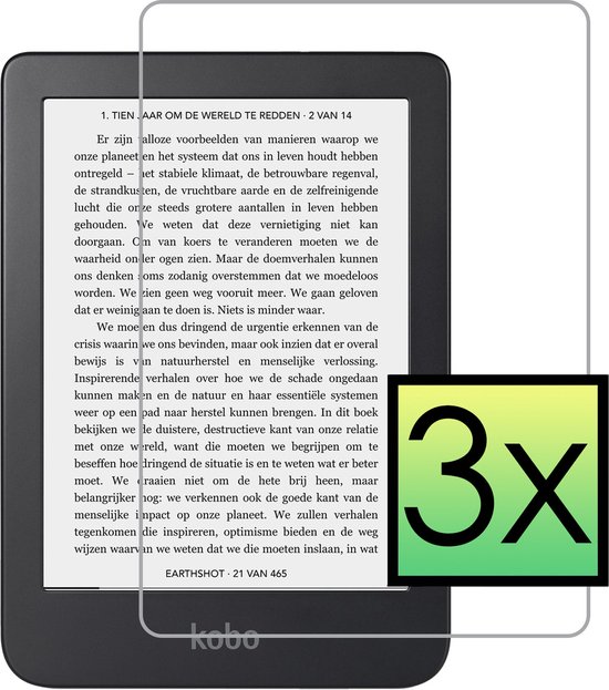 Screenprotector Geschikt voor Kobo Clara 2E Screenprotector Bescherm Glas Tempered Glass Screen Protector - 3 PACK van Screenimpact