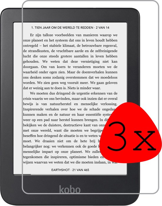 Screenprotector Geschikt voor Kobo Clara 2E Screenprotector Tempered Glass - Screenprotector Geschikt voor Kobo Clara 2E Screen Protector - 3 Stuks van iMoshion