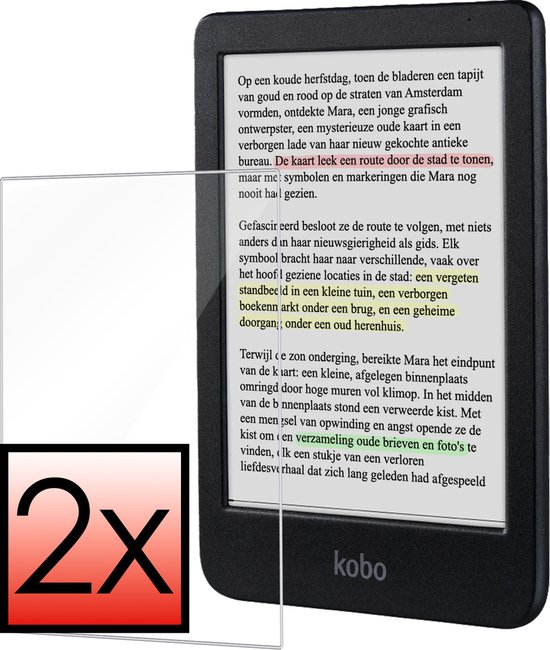 Screenprotector Geschikt voor Kobo Clara Colour Screenprotector Bescherm Glas Tempered Glass Screen Protector - 2 PACK van Cellularline
