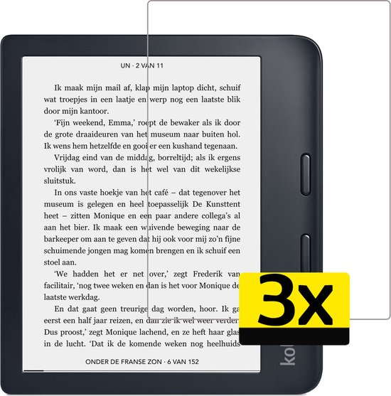 Screenprotector - Geschikt voor - Kobo Libra 2 - Screenprotector Bescherm Glas Gehard Screen Protector - 3 Stuks van MMOBIEL