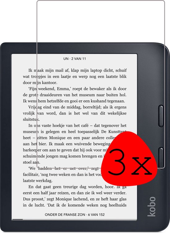 Screenprotector Geschikt voor Kobo Libra 2 Screenprotector Tempered Glass - Screenprotector Geschikt voor Kobo Libra 2 Screen Protector - 3 Stuks van DSU Trading