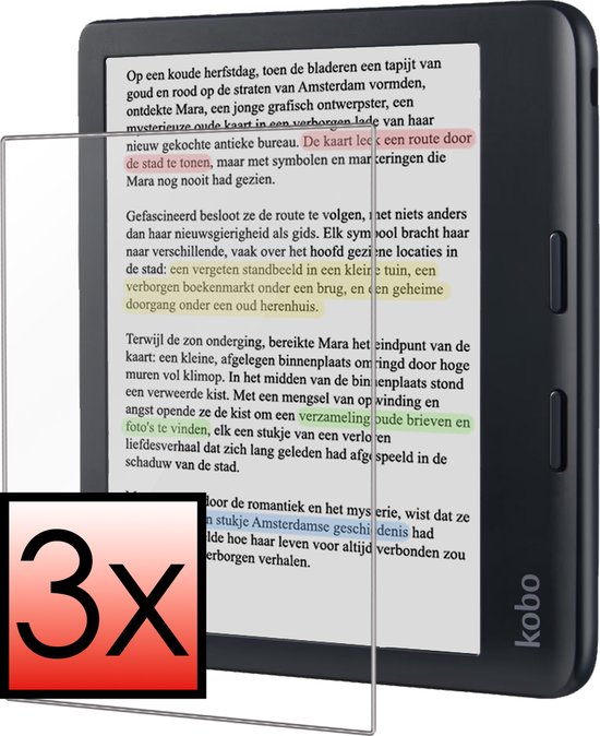 Screenprotector Geschikt voor Kobo Libra Colour Screenprotector Bescherm Glas Tempered Glass Screen Protector - 3 PACK van Degenerate.