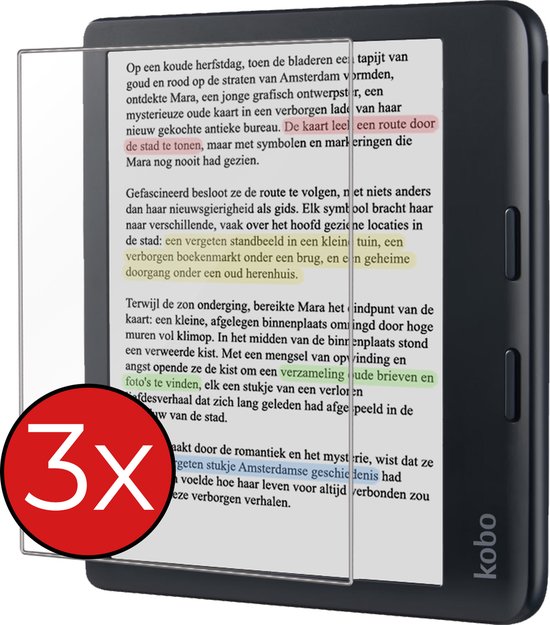 Screenprotector Geschikt voor Kobo Libra Colour Screenprotector Gehard Glas Tempered Glass - Screenprotector Geschikt voor Kobo Libra Colour Screenprotector - 3 PACK van Merkloos
