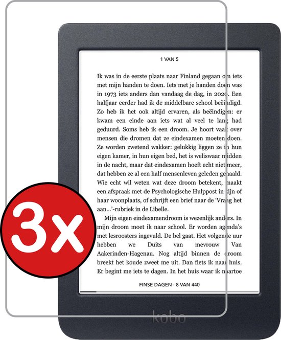 Screenprotector Geschikt voor Kobo Nia Screenprotector Gehard Glas Tempered Glass - Screenprotector Geschikt voor Kobo Nia Screenprotector - 3 PACK van Merkloos