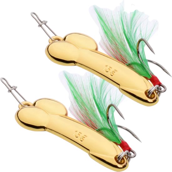 S&D - Kunstaas Penis lepel - 2 stuks - 15g 5.3cm - Roofvissen - Goudkleurig met dreg van S&D