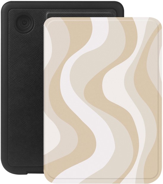 Selencia E-reader Hoesje - Geschikt voor Kobo Clara BW, Kobo Clara Colour - Vivid bookcase - Desert Waves Beige van Merkloos