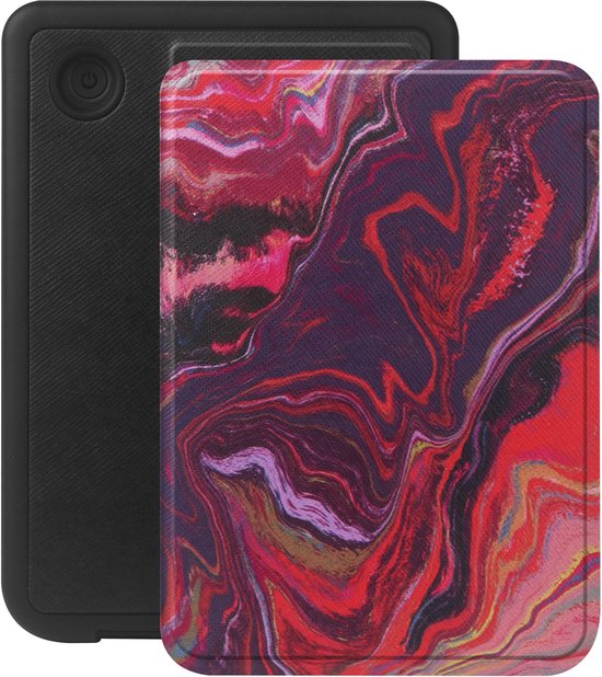 Selencia E-reader Hoesje - Geschikt voor Kobo Clara BW, Kobo Clara Colour - Vivid bookcase - Marble Purple van Merkloos