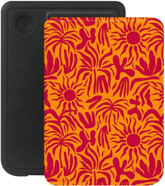Selencia E-reader Hoesje - Geschikt voor Kobo Clara BW, Kobo Clara Colour - Vivid bookcase - Tropical Vibes Apricot van Merkloos
