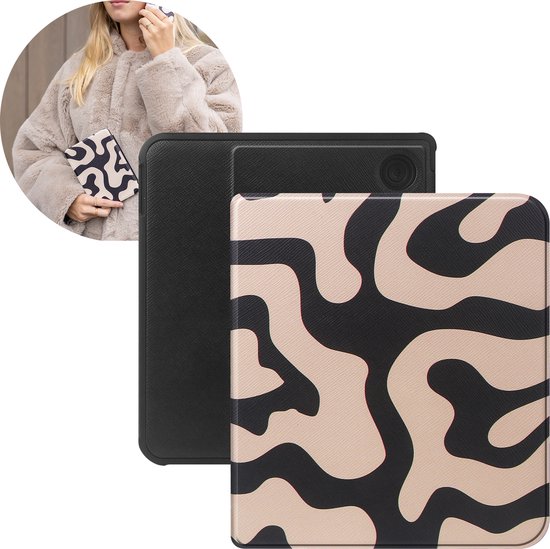Selencia E-reader Hoesje - Geschikt voor Kobo Libra Colour - Vivid bookcase - Art Wave Black van Selencia