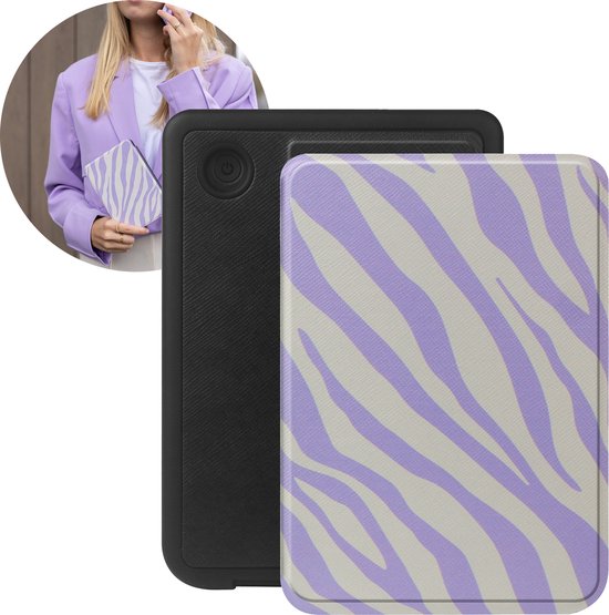 Selencia Ereader Cover / Hoesje Geschikt voor Kobo Clara BW / Kobo Clara Colour - Selencia Vivid E-reader bookcase - Zebra Light Lilac van Selencia