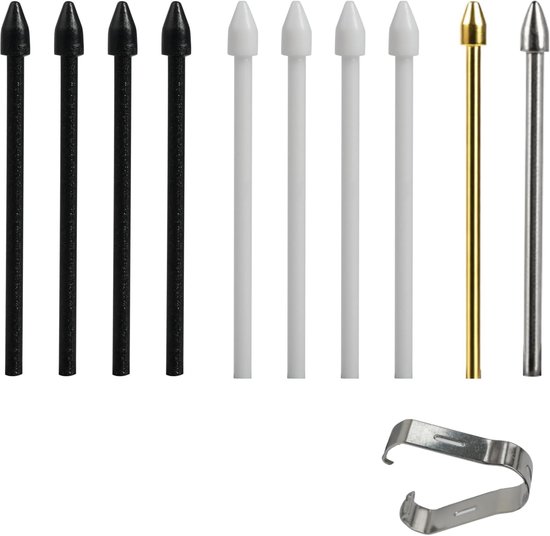 Set van 10 reservepunten voor S Pen, 2 metalen en 8 kunststof touchscreen-styluspen met rond tanggereedschap, compatibel met Galaxy Tab S6 Lite/S7 FE/S9+/S9 FE+/S9 FE/S9/S9 Ultra/S8 Ultra/S8+,