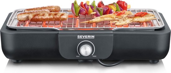 Severin PG 8554 - Electrische Tafel BBQ Grill - 2300 W - 230 °C - Grillrooster - Zwart Roestvrijstaal van Severin