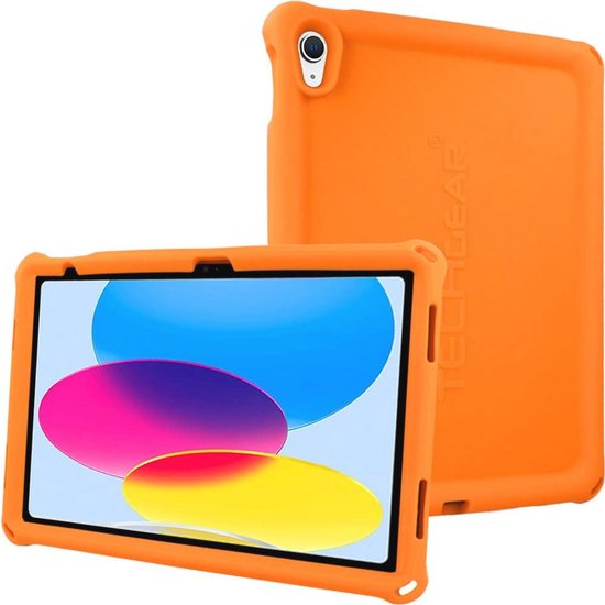 Siliconen bumper beschermhoes voor iPad 11 en 10 - Schokbestendig en rubberen hoes met displaybescherming - Oranje