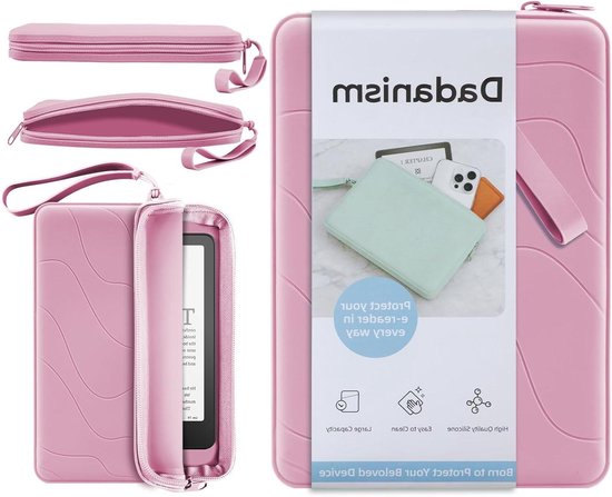 Siliconen E-reader Hoes - E-reader Tas Kindle Cover - Bescherming Onderweg - Stofbestendige Coating - 7.8 x 5.7 Inch - Roze
