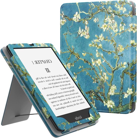 Slim PU Tablet Shell Cover Stand Case for Kindle Paperwhite 11th Generation 2021 - Almond Blossom Design - Auto-Wake/Sleep - 6.8" Kids & Signature Edition van MoKo