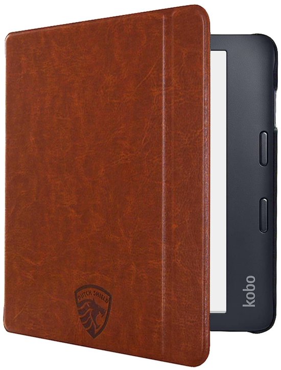 Slimfit Hoesje - Sleepcover Geschikt voor Kobo Libra Colour - Hoes Cover - Cognac Bruin - ereader hoesje - cover van Merkloos
