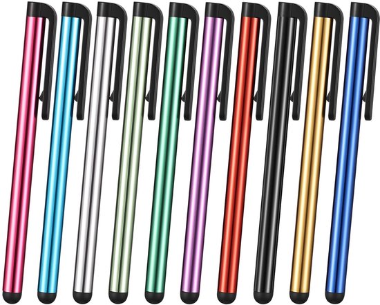 SMOAKEZ- Stylus Pen Universeel - 10x Styluspennen - Touchpen voor Tablets - Geschikt voor Smartphones - Clip-ontwerp - Antislip Grip