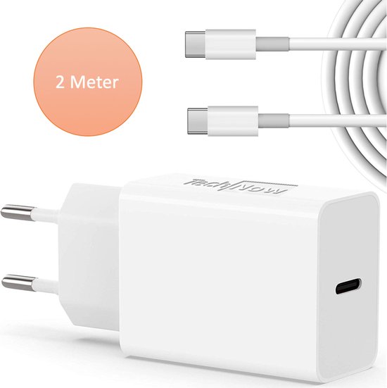 Snellader Oplader 2 Meter 20W - USB C Adapter & USB C kabel - USB C naar USB C - Usb C Oplader - Universeel voor Telefoon / Tablet / GSM / Smartphone van Hendal 