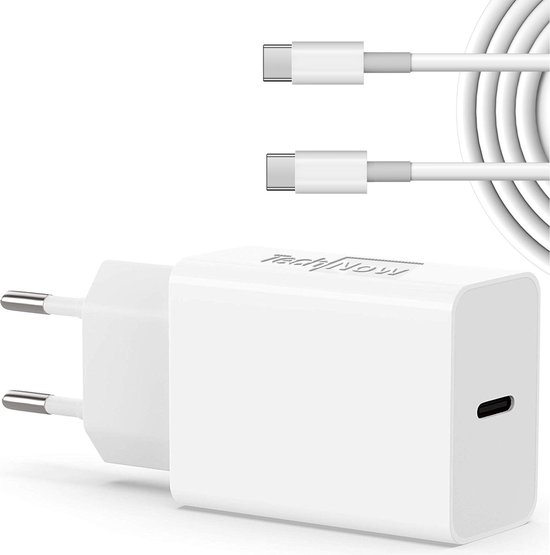 Snellader Oplader 20W - USB C Adapter & USB C kabel - USB C naar USB C - Usb C Oplader - Universeel voor Telefoon / Tablet / GSM / Smartphone van Tech45