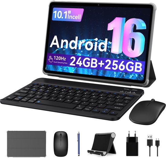 SnelShoppen - 2026 nieuwste model tablet met stylus 10 inch Android 16 tablet ultra-krachtig - toetsenbord en muis inbegrepen - Gemeni AI Android tabl