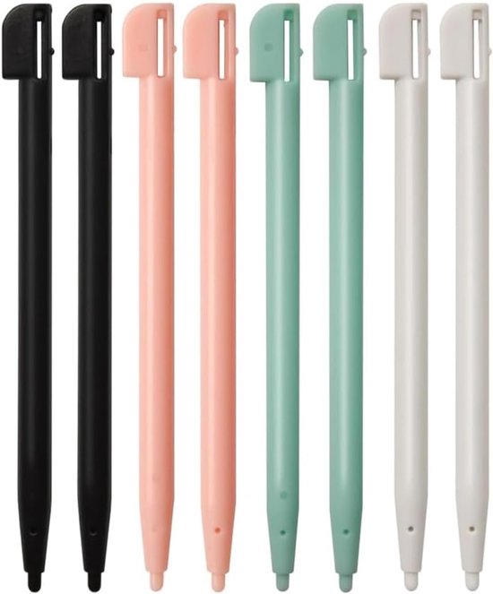 SnelShoppen - 8 stuks touchscreenstiften in 4 kleuren, precisie stylus voor 3DS en NDS Lite, duurzame kunststof punt, ideaal voor kinderen en gamen