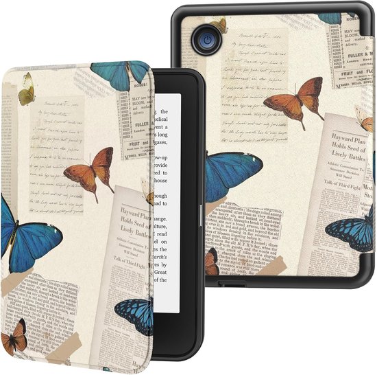 SnelShoppen - MoKo Hoes voor Kobo Clara BW/Colour/Clara 2E 6" - Vintage Vlinder - Auto Wake/Sleep - Ultra Dunne Lichtgewicht Folio Case - 2024